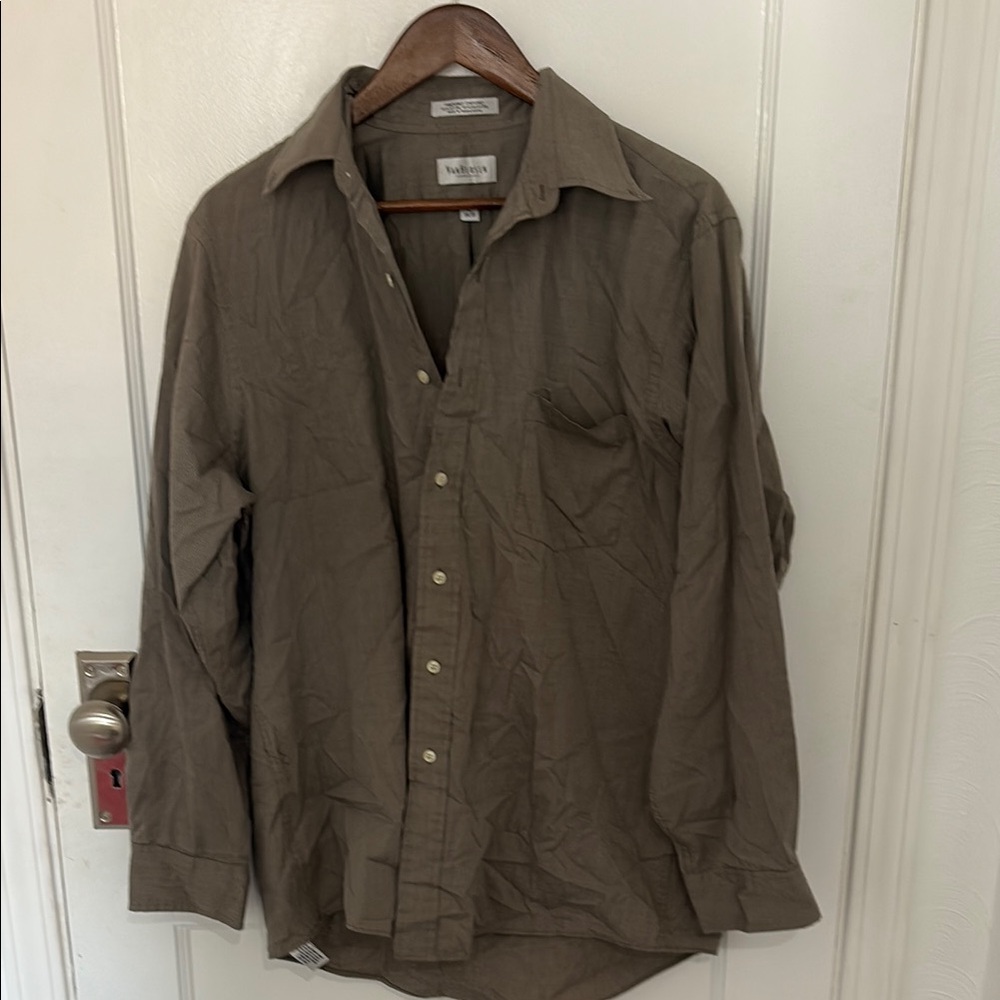 Van Heusen Brown Casual Button Down Shirt Relaxed Fit